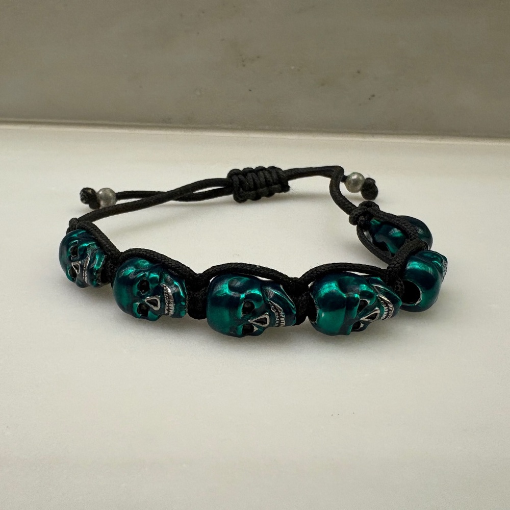 Erwin Pearl Lucky Skull Bracelet in Green